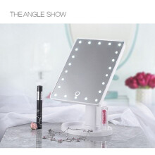 (WHITE) 16 LED Touch Vanity Makeup Mirror Tabletop Cosmetic light 180 Rotation Tray UK