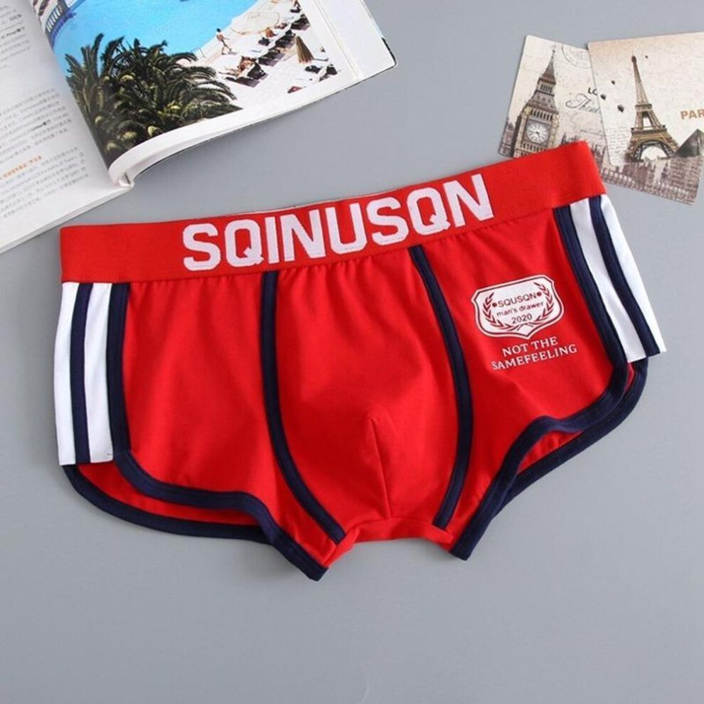 (red, 2XL) Summer New Men&apos;s Fashion Casual Shorts Swimwear Cotton Soft Swimming Trunks Beach Pants