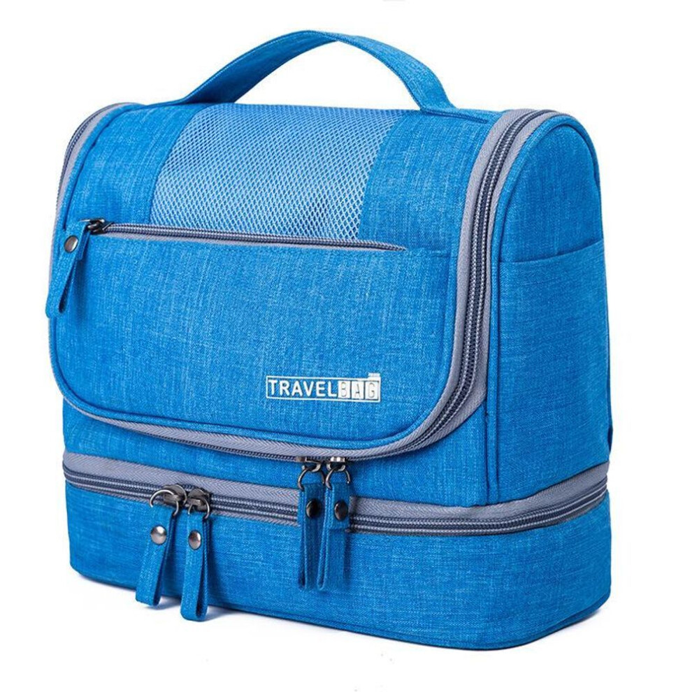 (sky blue) Waterproof Men Hanging Makeup Bag Oxford Travel Organizer Cosmetic Bag For Women Necessaries Make Up Case Wash Toiletry Bag