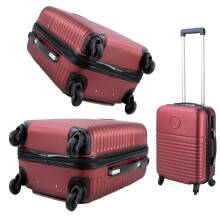 Burgundy Lightweight Travel Cabin Suitcase With Wheels & Handle