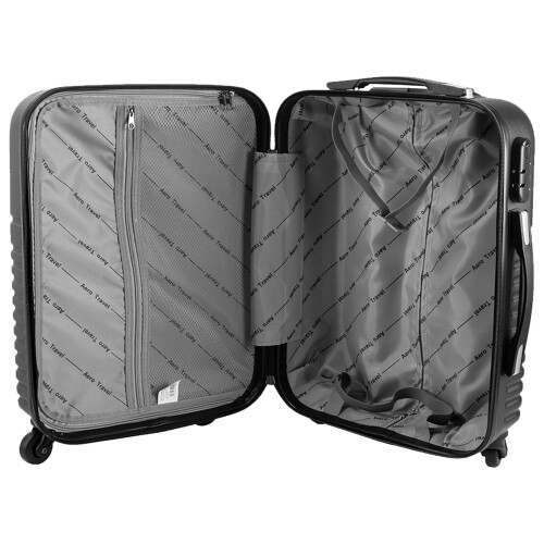 Dark Grey Lightweight Travel Cabin Suitcase With Wheels & Handle 1