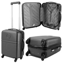 Dark Grey Lightweight Travel Cabin Suitcase With Wheels & Handle