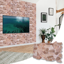 (Beige Stone Premium, Set of 14) 3D Wall Panels 96cm x 48cm Brick & Stone Effect PVC Cladding