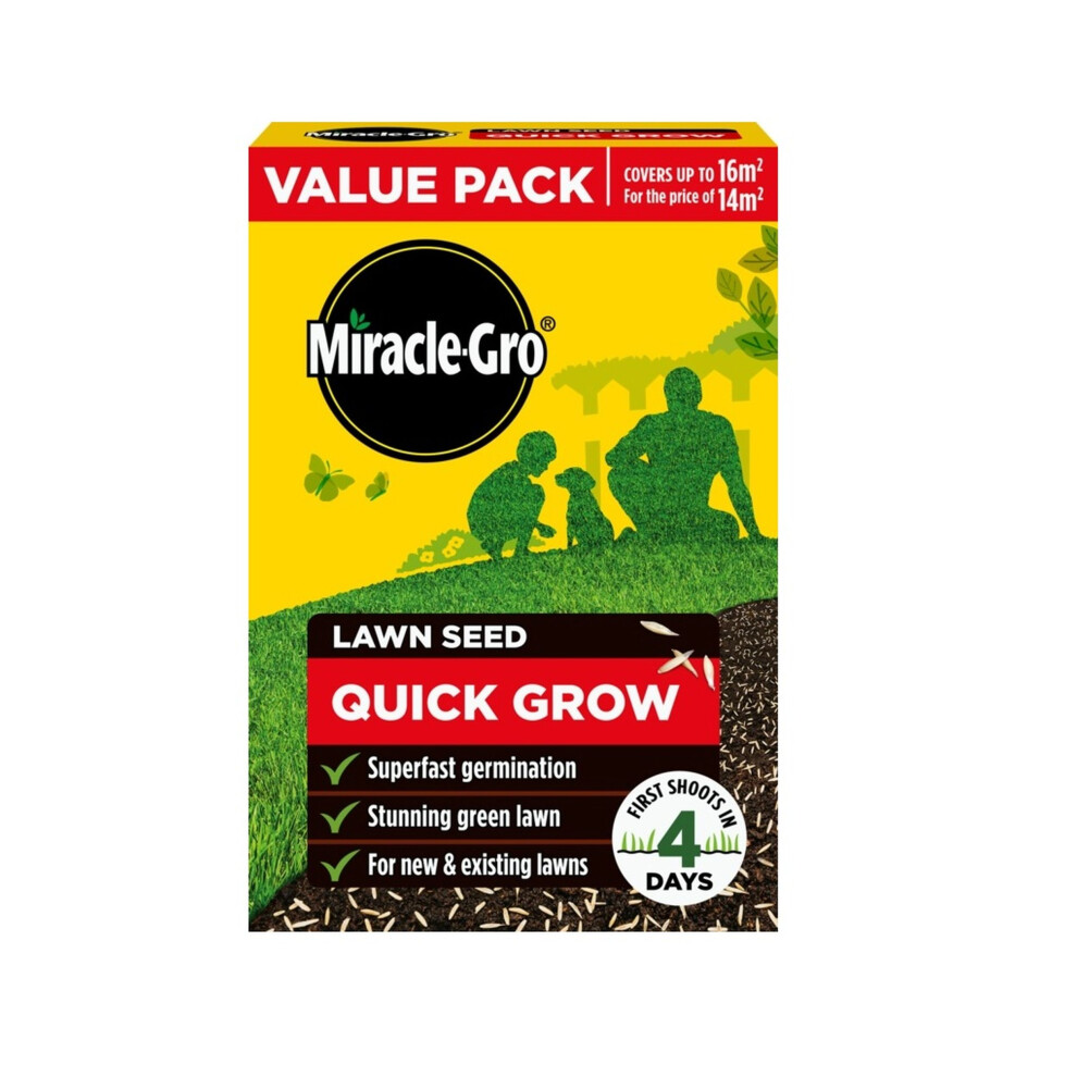 Miracle-Gro Quick Grow Lawn Seed 16m2 Ryegrass Fast Grass Seed 480g