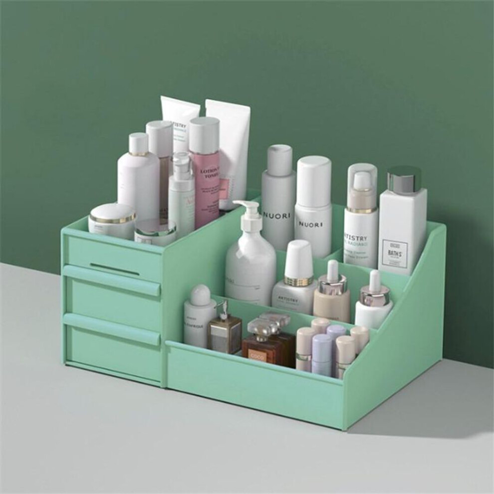 (green, M) Drawer Style Cosmetic Storage Box Desktop Dressing Table Lipstick Skincare Product Sorting Rack