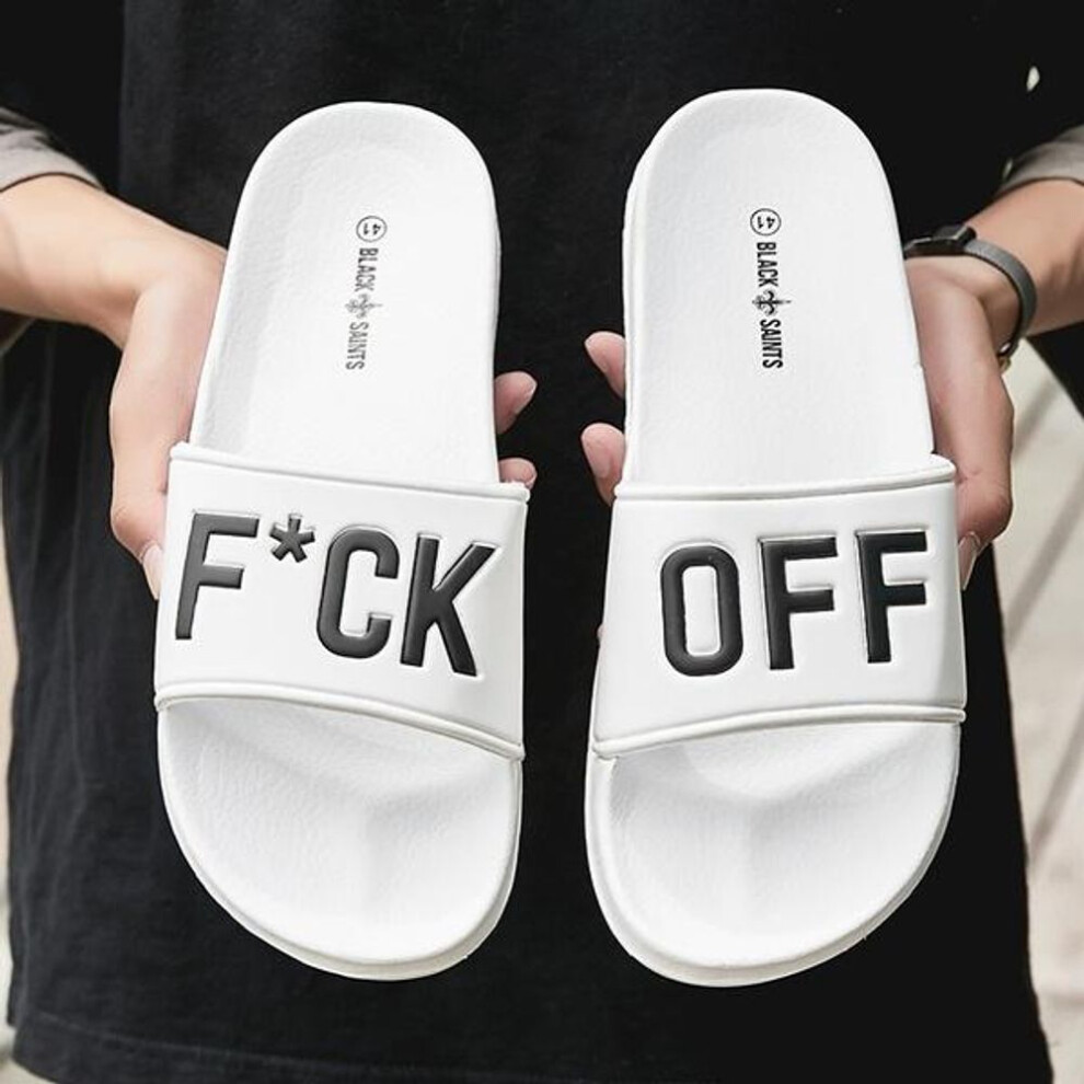 (white, 46) Summer Men Slippers Beach Shoes The Trend Of Personalized Flip-flop Sandals Fashion Flip Flops Non-slip Shoes