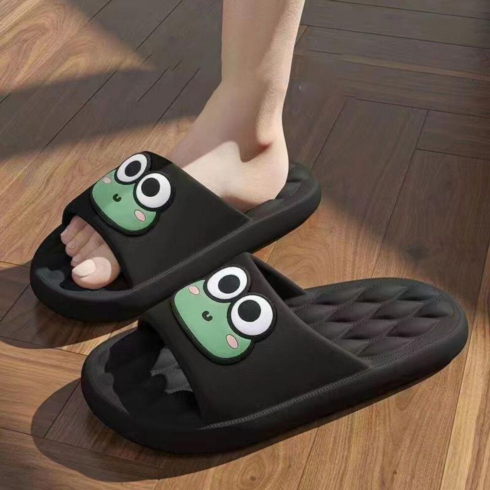 (black, 36-37) Non-Slip Slippers Men Women Indoor Home Eva Slides Bathroom Waterproof Shoes Deodorant Soft Bottom Outer Wear Sandals Flip Flops