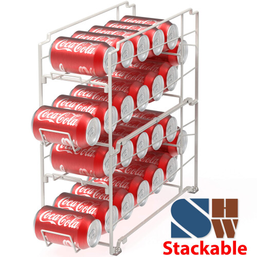 2 Pack - Simple Houseware Stackable Beverage Soda Can Dispenser Organizer Rack, White 1