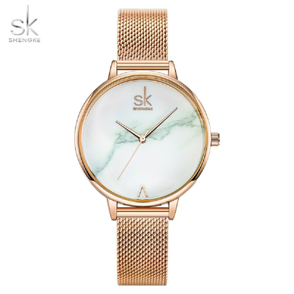 (golden) Shengke Fashion Watches Women Eleagant Quartz Wristwatches Ladies Charm Flowers Dial Clock Best Gifts For Wife,friend,family