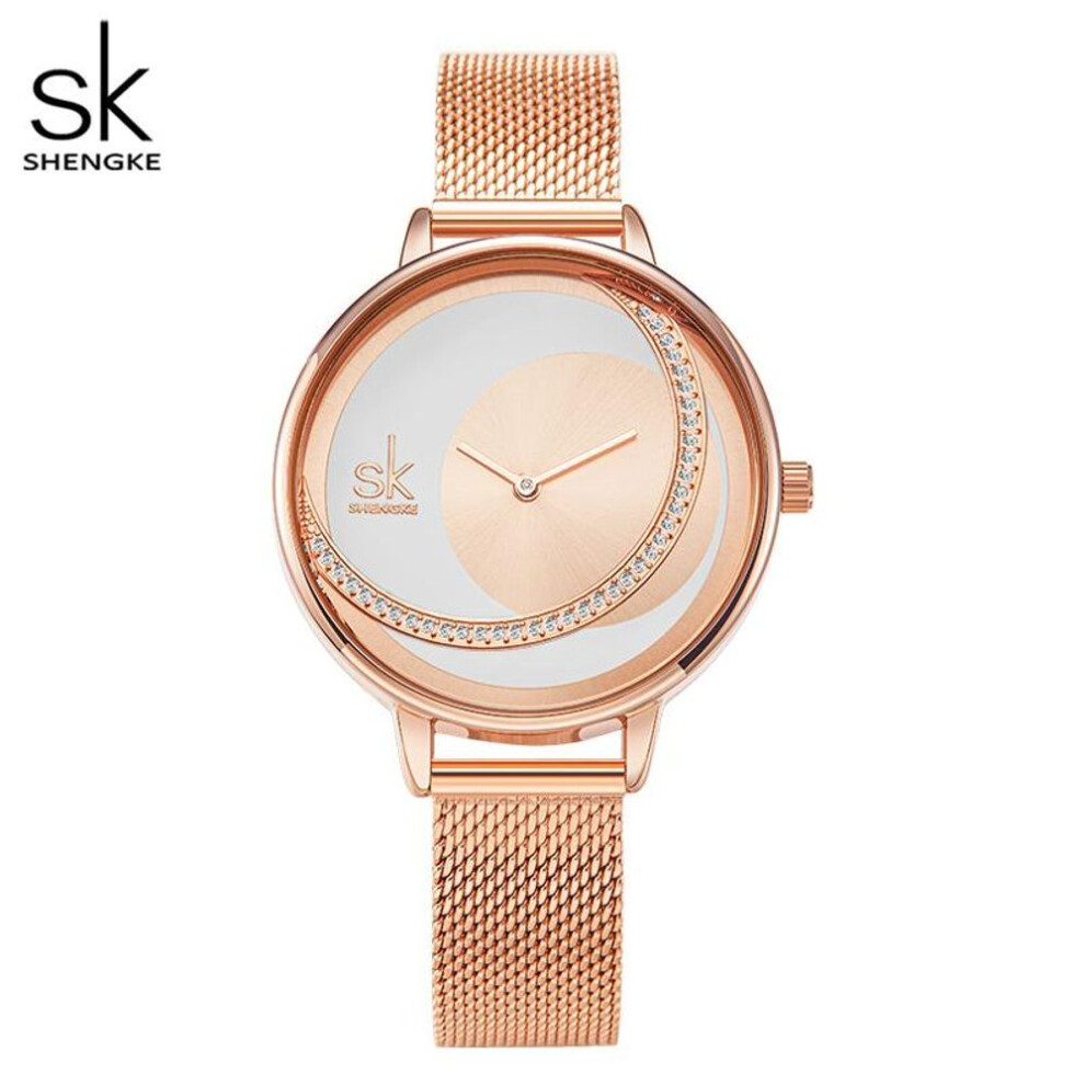 (rose,golden) Shengke Crystal Women Watch Luxury Brand Ladies Dress Watches Original Design Quartz Wrist Watches Creative SK Watch For Women