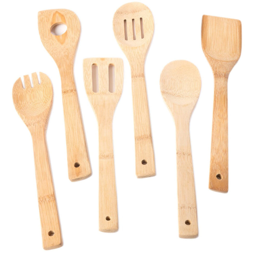 Cuill?res en bois de bambou Huji pour ensemble de cuisine Spatule en bois Cuill?re Ustensiles de cuisine antiadh?sifs