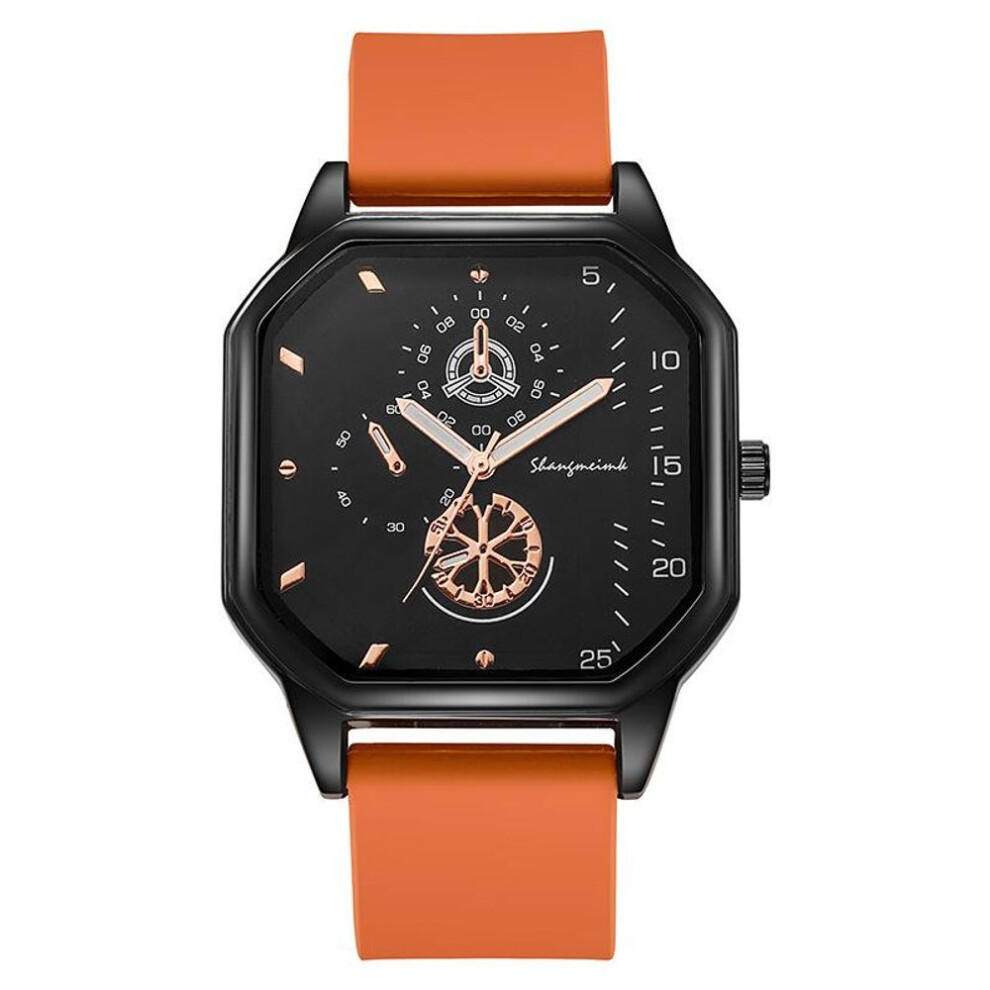 (orange) New Design Silicone Strap Men&apos;s Quartz Watches Fashion Students Wristwatches Best Gifts Clock For Husband,family,friend
