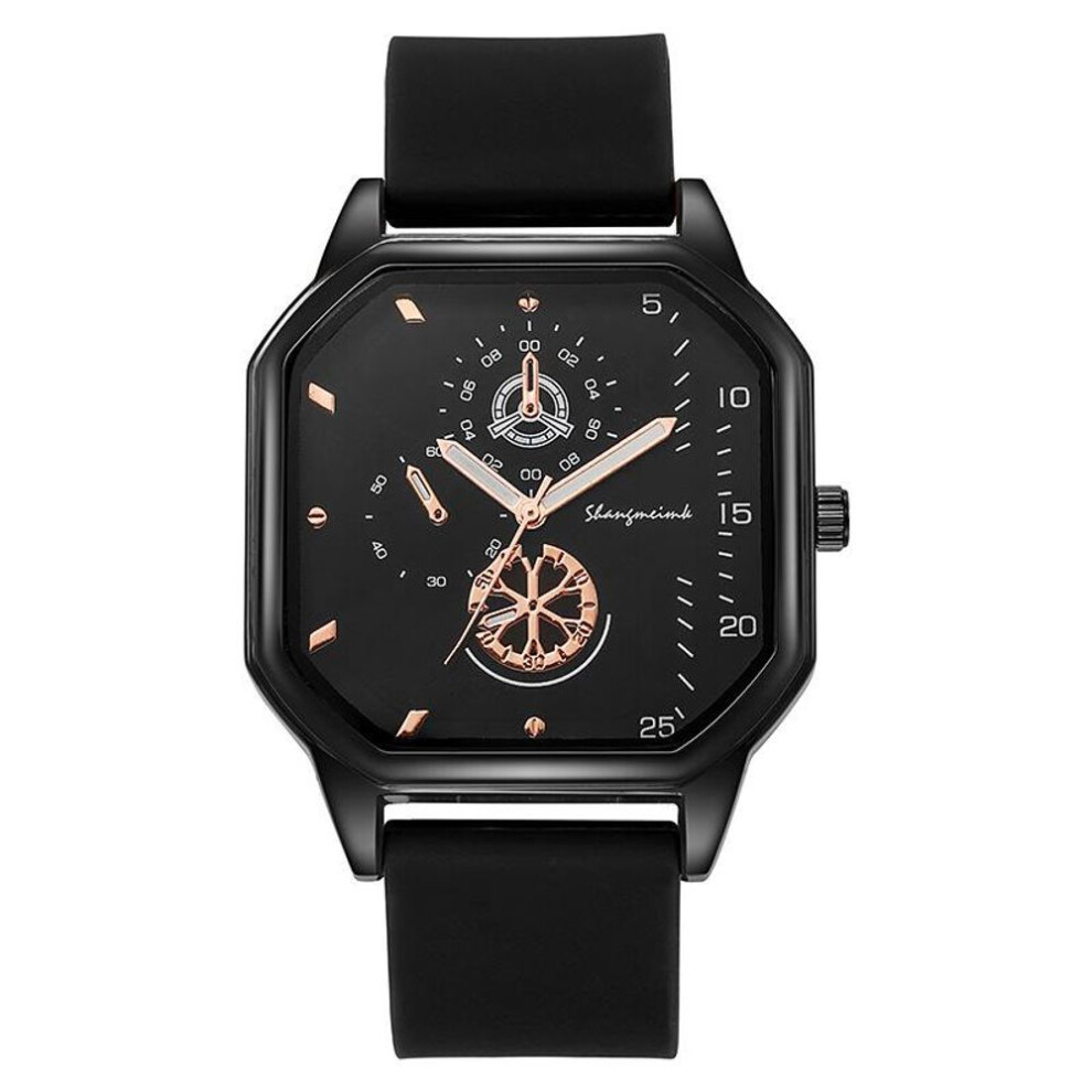 (black) New Design Silicone Strap Men&apos;s Quartz Watches Fashion Students Wristwatches Best Gifts Clock For Husband,family,friend