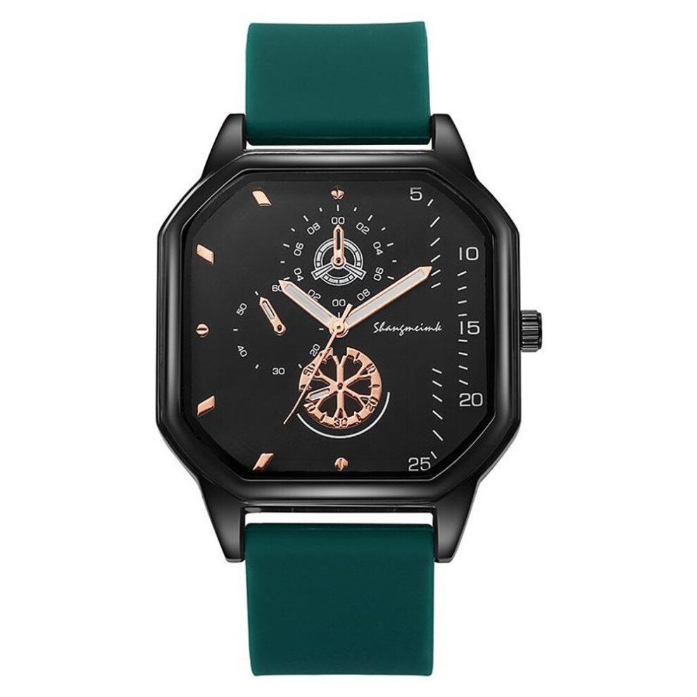 (green) New Design Silicone Strap Men&apos;s Quartz Watches Fashion Students Wristwatches Best Gifts Clock For Husband,family,friend