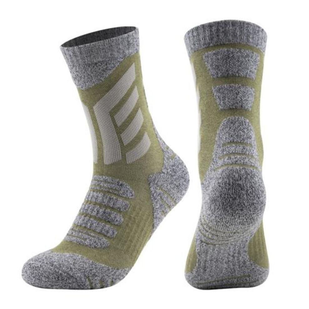 (green) 1 Pair Thermal Ski Socks For Women Men Thick Insulated Winter Boot Socks Moisture-wicking Anti-slip Breathable Sports Outdoor Snow Socks