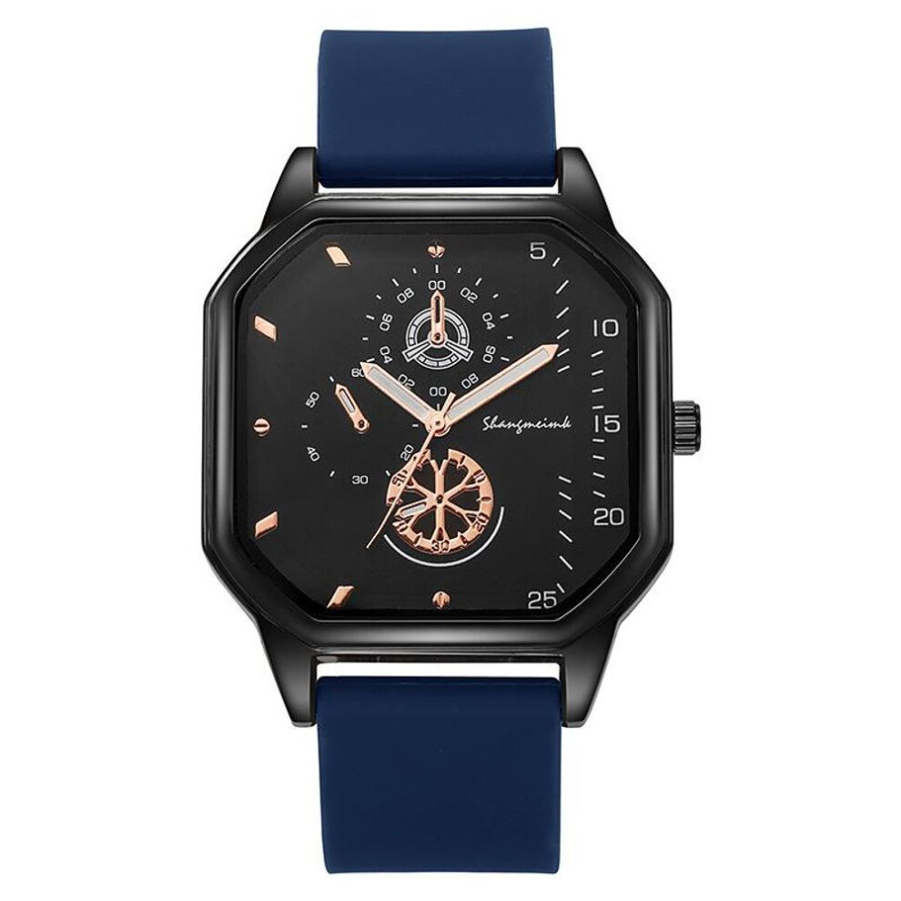 (blue) New Design Silicone Strap Men&apos;s Quartz Watches Fashion Students Wristwatches Best Gifts Clock for Husband,Family,Friend