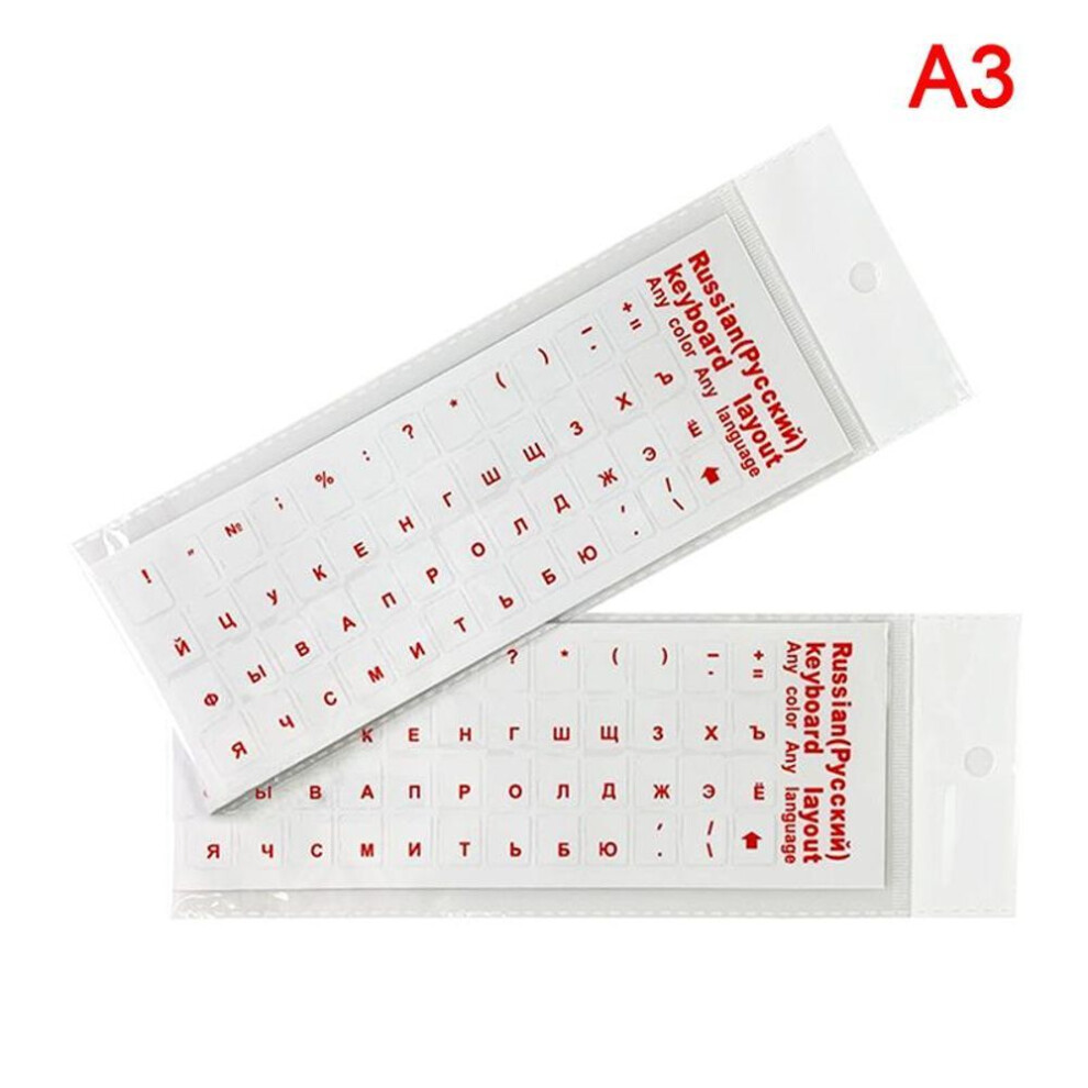 (red) Russian Transparent Keyboard Sticker Language Alphabet Black And White Labels