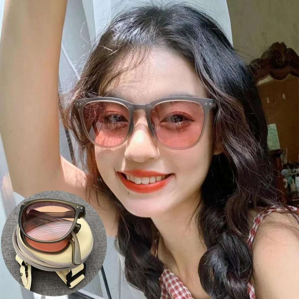 (as the picture, 4) Retro Folding Polarized Sunglasses Korean Anti Radiation Eyeglass Sun Glasses for Women Accessories Jewelry