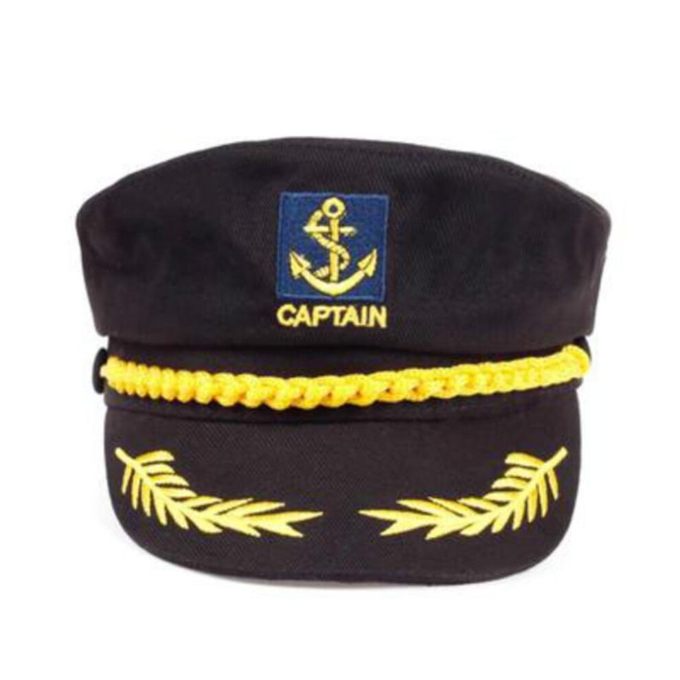 (black) Adult Yacht Military Hats Boat Skipper Ship Sailor Captain Costume Hat Adjustable Cap Berets Newsboy Caps Navy Marine Admiral for Men Women