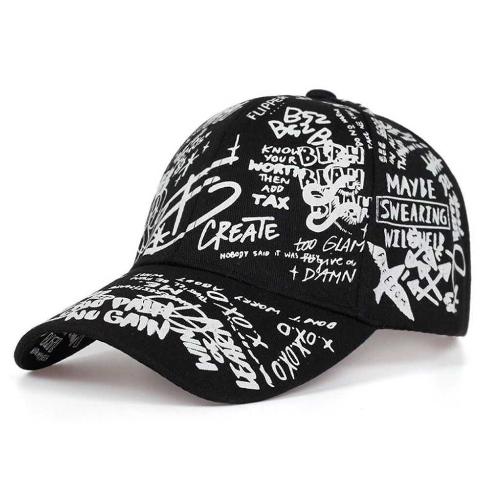 (black,white) Summer Baseball Cap Graffiti Sun Caps Hip Hop Visor Hat Adjustable Snap-back Hats For Women golf cap