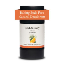 Each & Every Natural Aluminum-Free Deodorant for Sensitive Skin with Essential Oils, Plant-Based Packaging, citrus & Vetiver, 25 Oz