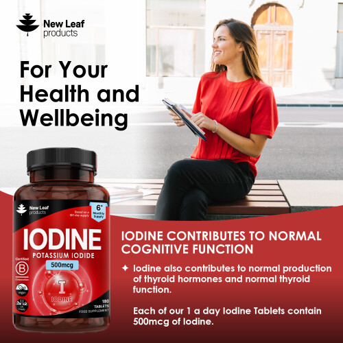 New Leaf Product Iodine Tablets 500mcg Supplement 6 Months Supply Vegan Thyroid Support 2
