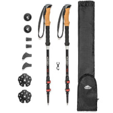 B?tons de randonn?e Cascade Mountain Tech - B?tons de marche ou de randonn?e en fibre de carbone 3K avec verrous ? r?glage rapide (lot de 2), noir