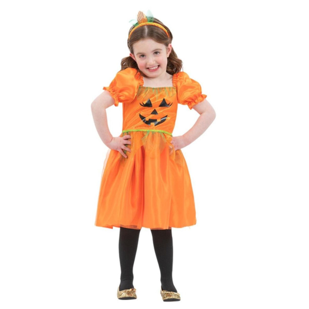 (3-4 Years, Orange) Smiffys Girls Pumpkin Halloween Costume Set