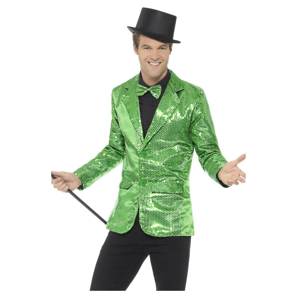 (L, Green) Smiffys Unisex Adult Sequin Costume Jacket