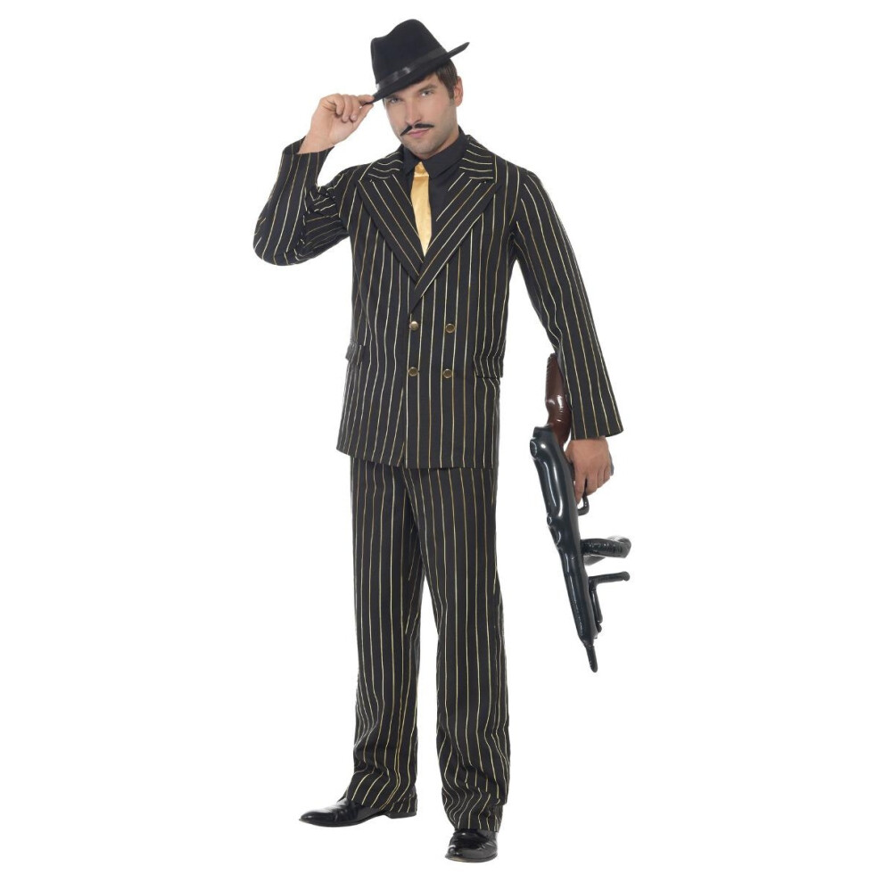 (M, Black) Smiffys Mens Gangster Stripes Costume Set