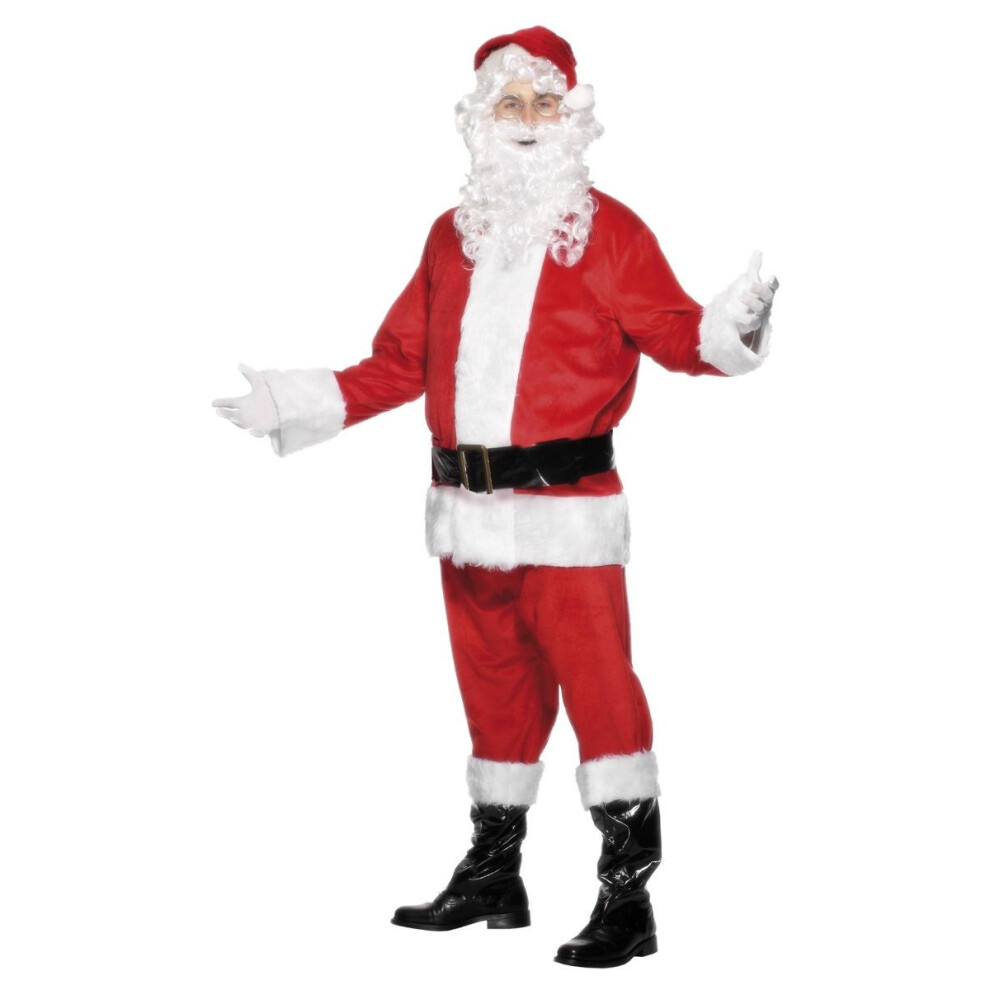 (L, Red/White) Smiffys Mens Deluxe Santa Claus Christmas Costume