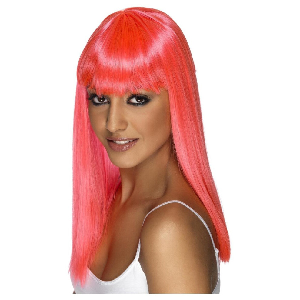 (One Size, Neon Pink) Smiffys Womens/Ladies Glamourama Wig