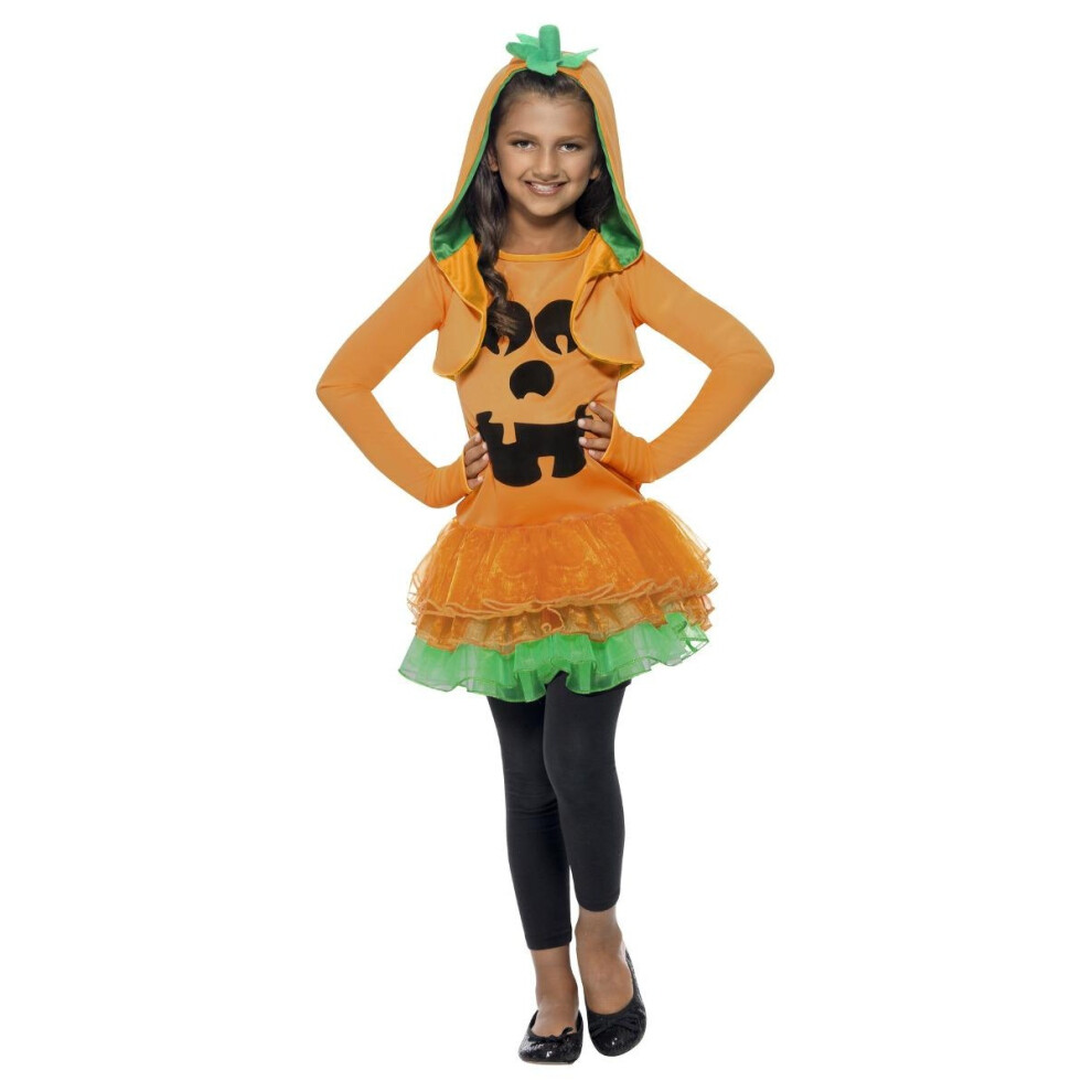 Smiffy's (4-6 Years, Orange/Green/Black) Girls Pumpkin Tutu Costume Set Black
