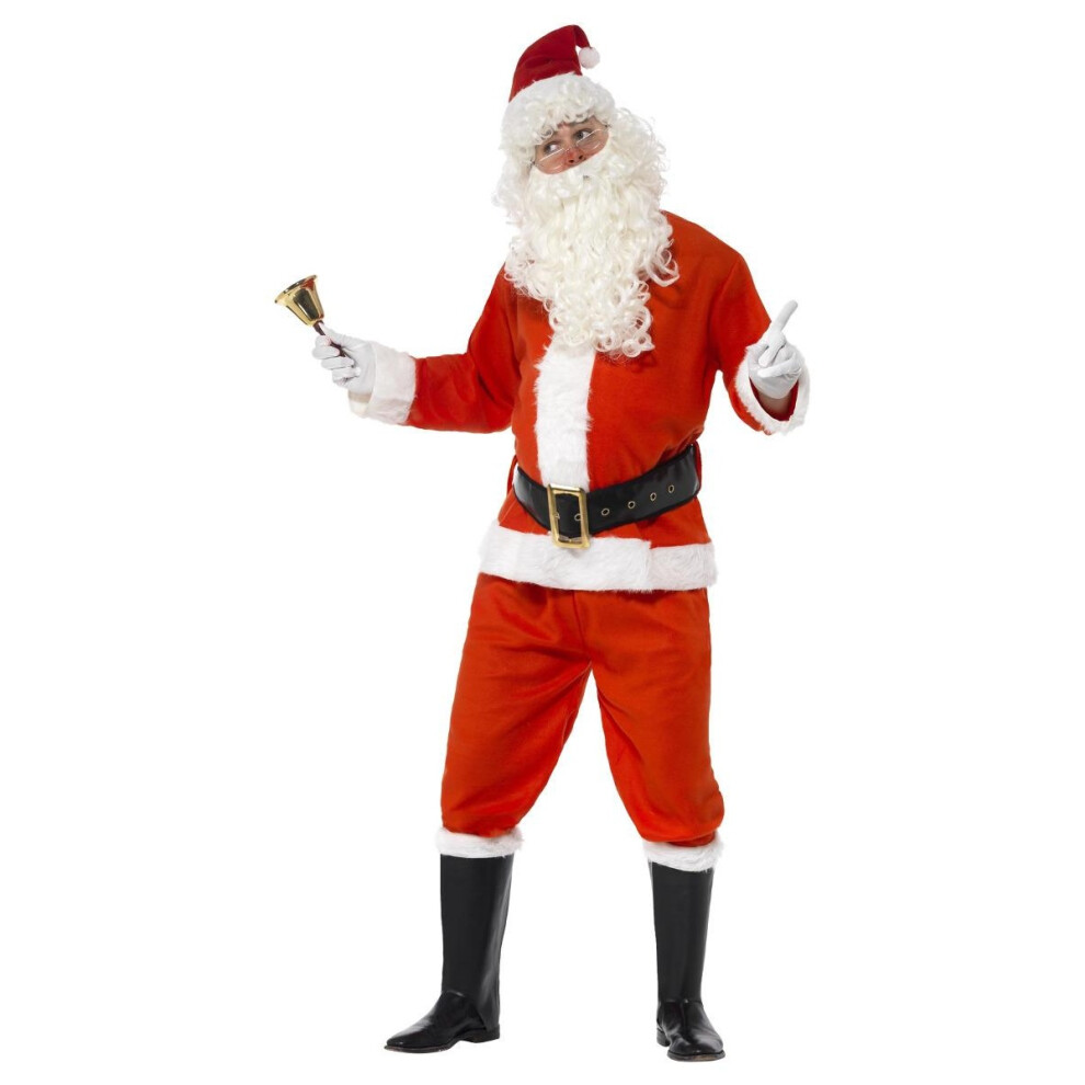 (L, Red/White/Black) Smiffys Mens Deluxe Santa Claus Christmas Costume Set