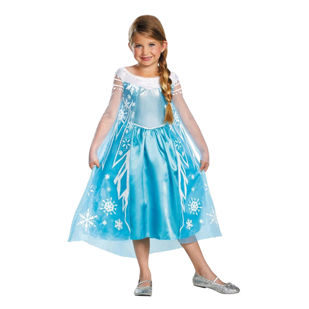 (3-4 Years, Blue) Frozen Girls Deluxe Elsa Costume Dress