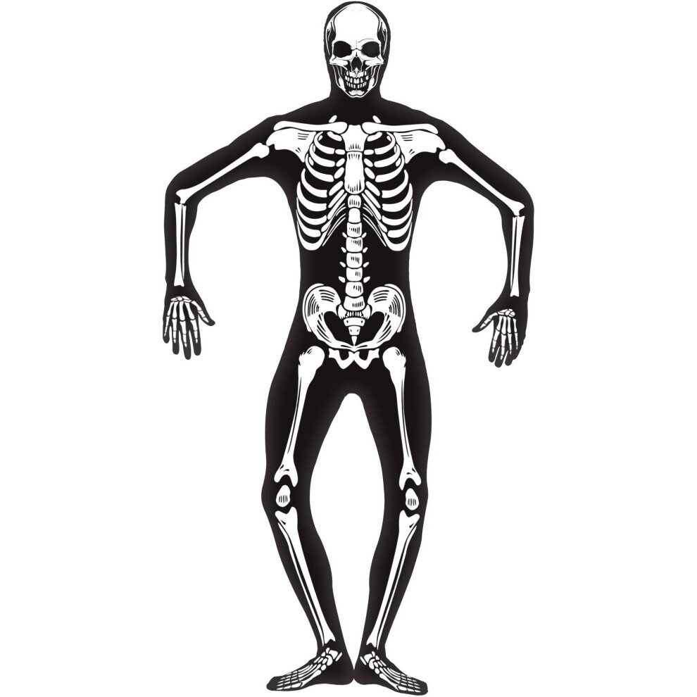 (M, Black/White) Smiffys Unisex Adult Skeleton Costume Skinsuit