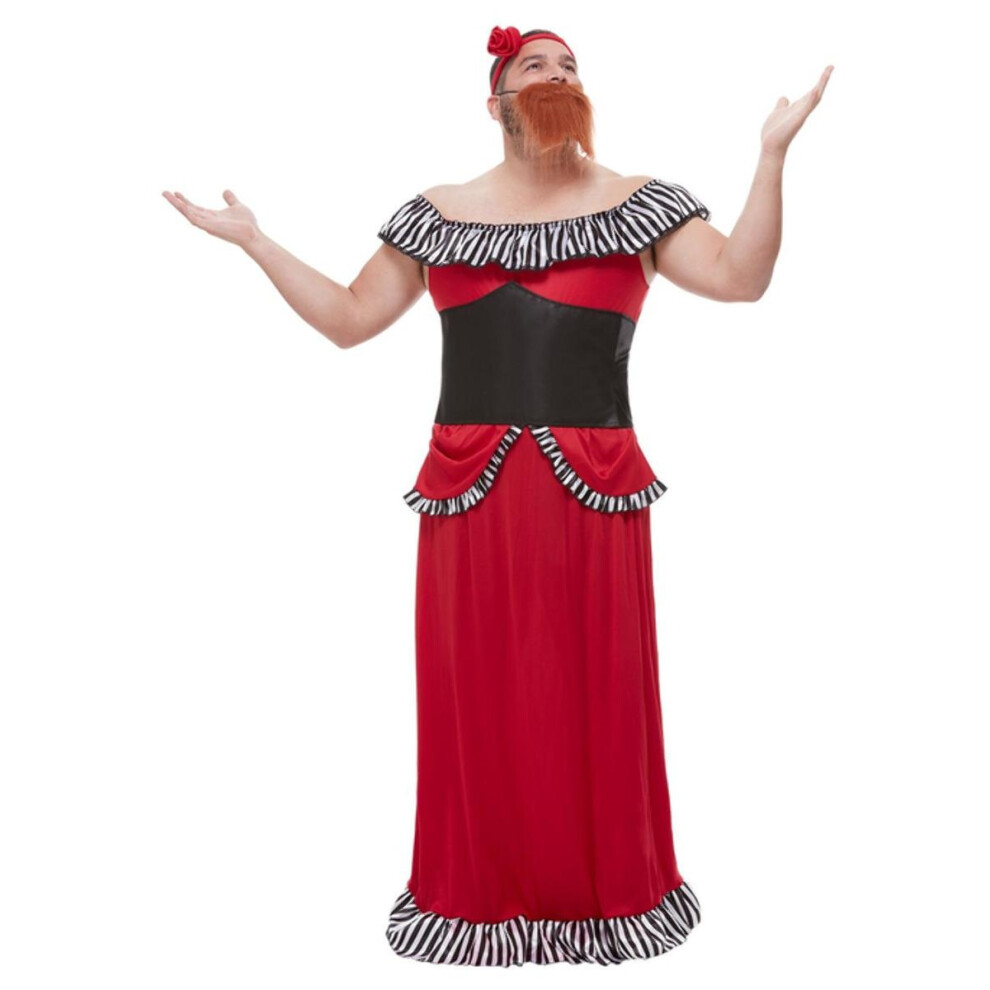 (L, Red) Smiffys Mens Bearded Lady Costume Set