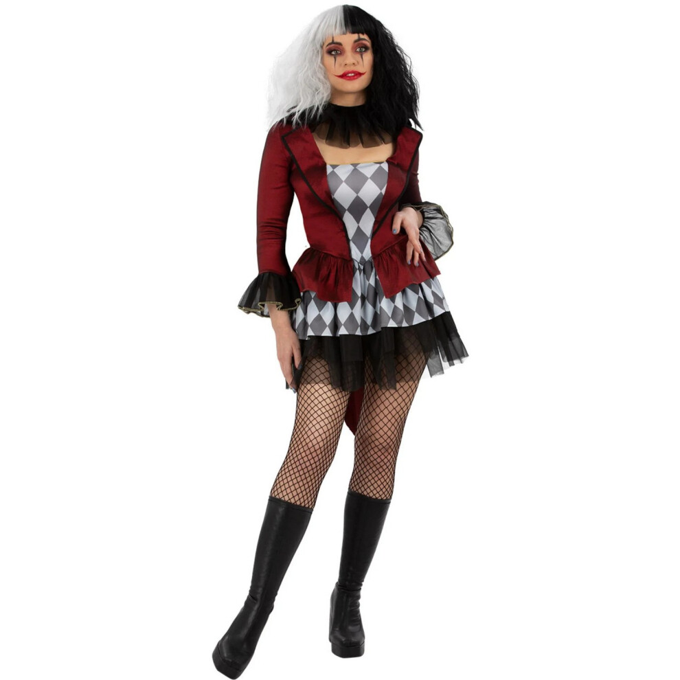 (S, Red/Black) Smiffys Womens/Ladies Evil Jester Costume Set