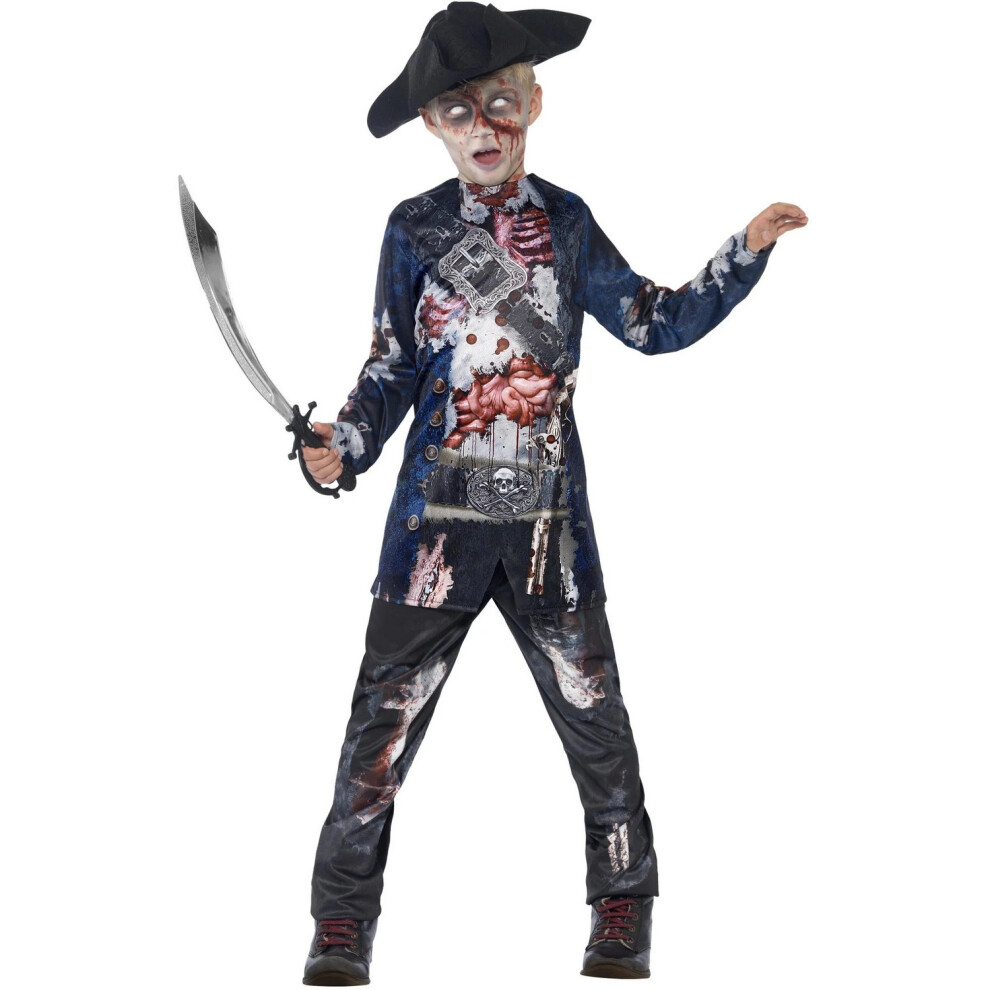 (10-12 Years, Black) Smiffys Childrens/Kids Deluxe Jolly Rotten Pirate Costume Set