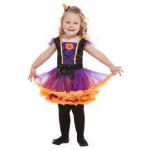 (3-4 Years, Orange/Purple/Black) Smiffys Childrens/Kids Pumpkin Witch Costume Set
