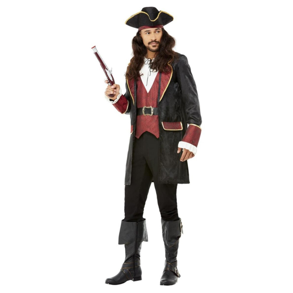 (M, Black/Red/White) Smiffys Mens Deluxe Swashbuckler Pirate Costume Set