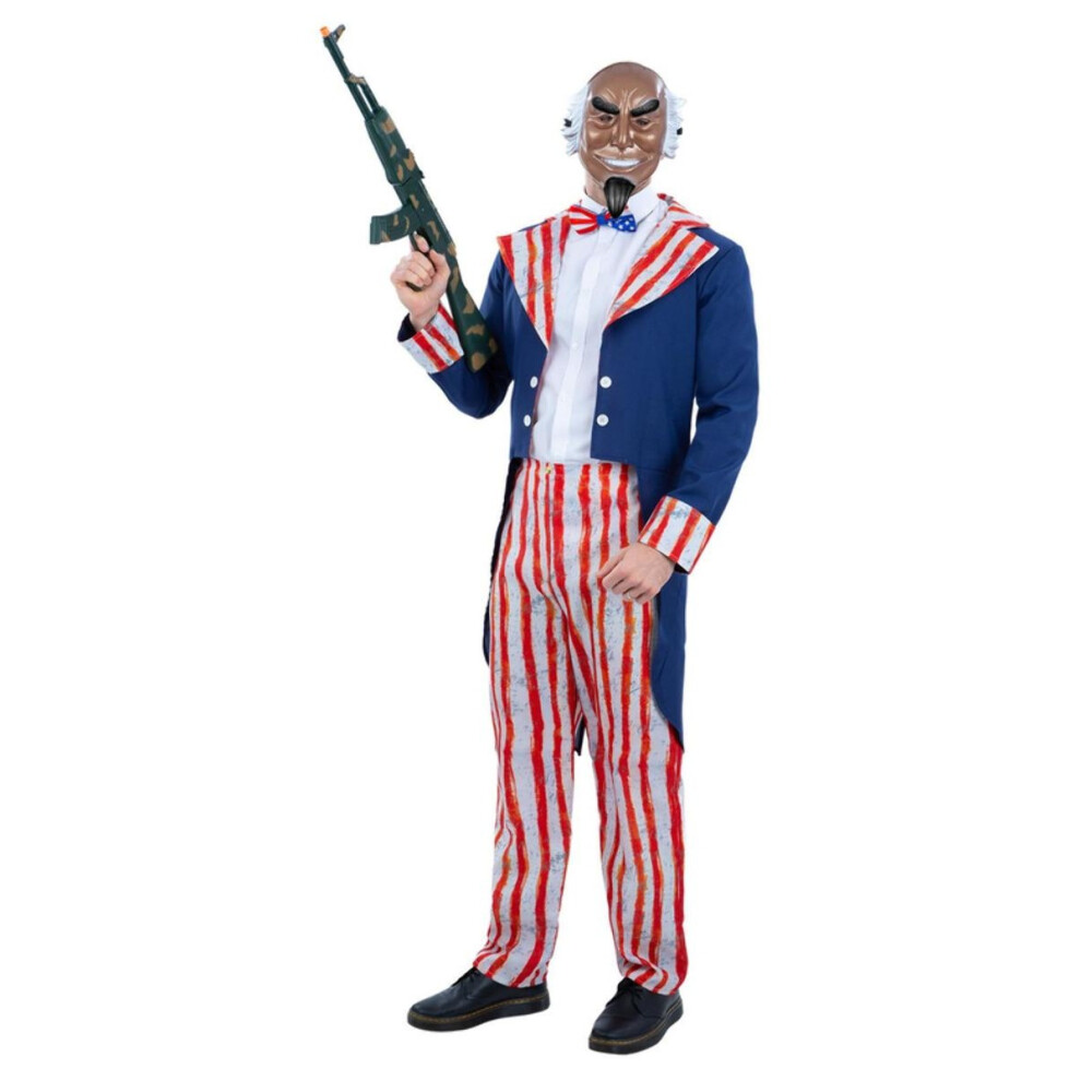 (L, Blue/Red/White) Smiffys Mens Uncle Sam Horror Patriot Costume Set