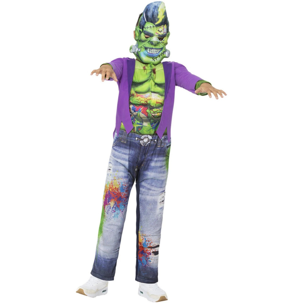 (7-9 Years, Multicoloured) Smiffys Boys Frankenstein Graffiti Costume Set