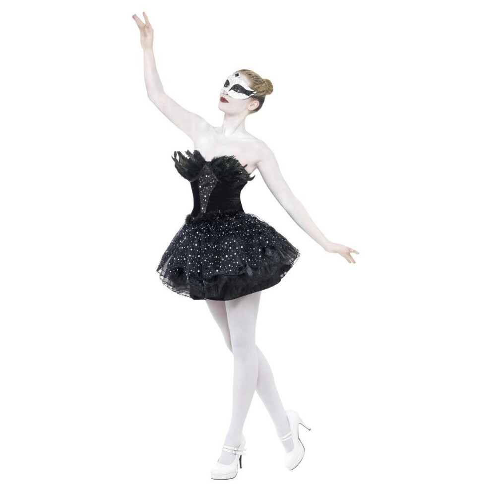 (S, Black) Smiffys Womens/Ladies Gothic Swan Masquerade Costume