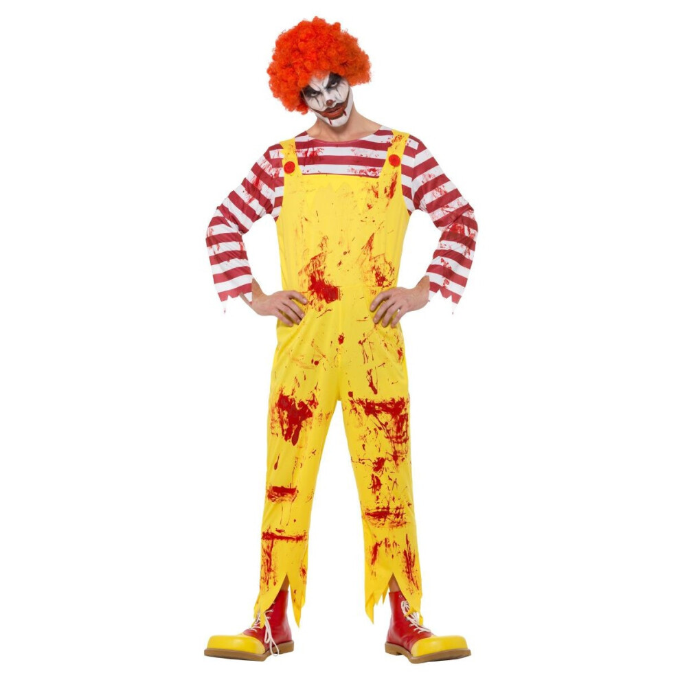 Photos - Fancy Dress  Smiffys Mens Kreepy Killer Clown Costume Jumpsuit(M, Yellow/Red/White)