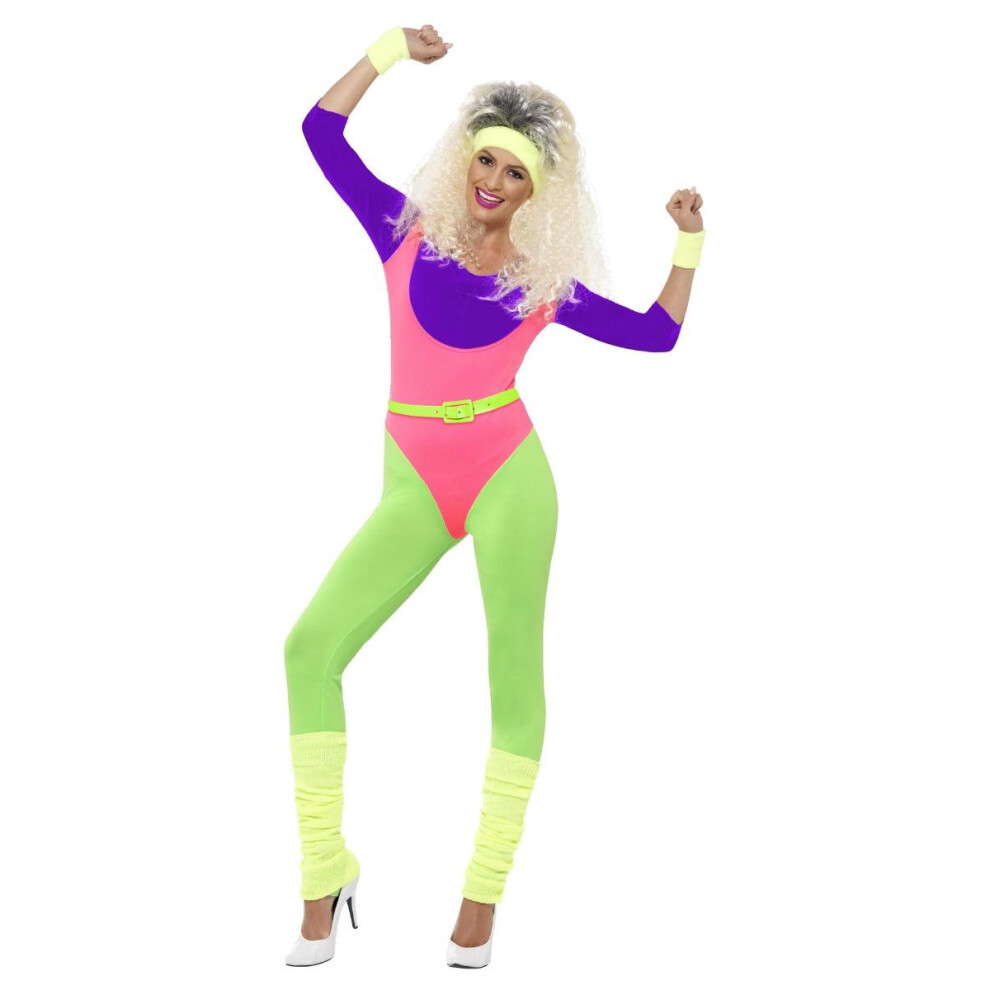 (XS, Multicoloured) Smiffys Womens/Ladies 80s Work Out Contrast Costume Set