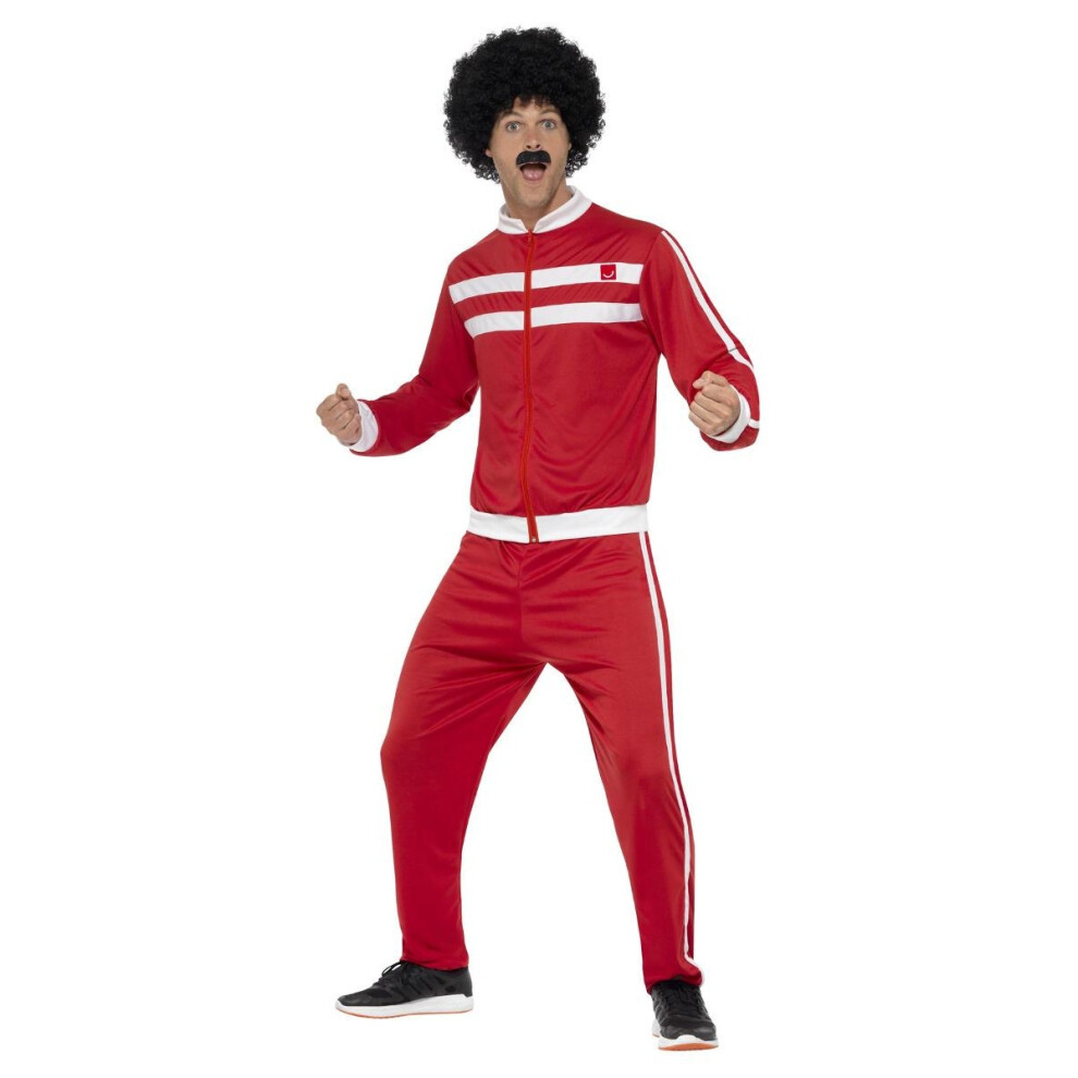 (XL, White/Red) Smiffys Mens Scouser Costume Tracksuit Set