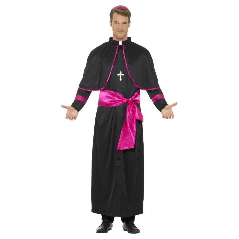 (L, Black/Pink) Smiffys Mens Cardinal Costume Set