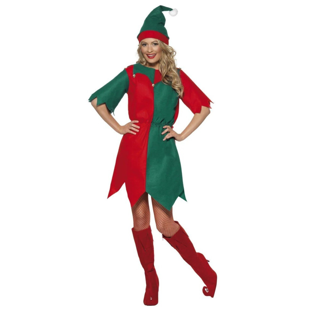 (M, Red/Green) Smiffys Unisex Adult Elf Christmas Costume