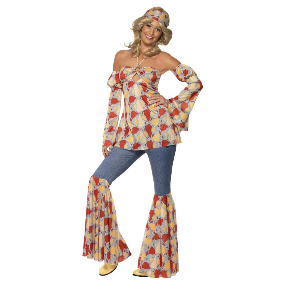 (M, Multicoloured) Smiffys Womens/Ladies 70s Hippy Vintage Costume Set